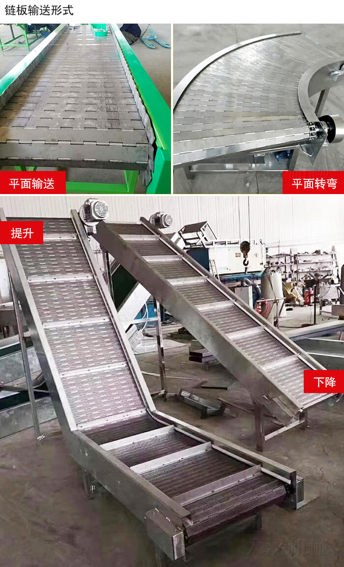 鏈板輸送機平面輸送，平面拐彎，提升等運行現(xiàn)場圖片